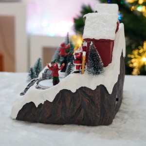 Wholesale LED christmas village houses christmas resin 2024 Christmas decoration with music movement and seesaw