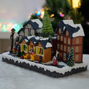 Hot selling CHRISTMAS DECORATION 2024 LED Christmas Village with Turning Function & Music christmas resin christmas gifts