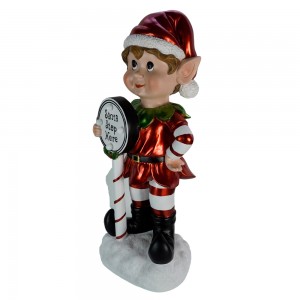 ADDURNO NADOLIG 2024 addurn maint mawr resin addurniadau Nadolig elf gyda golau LED santa stop yma