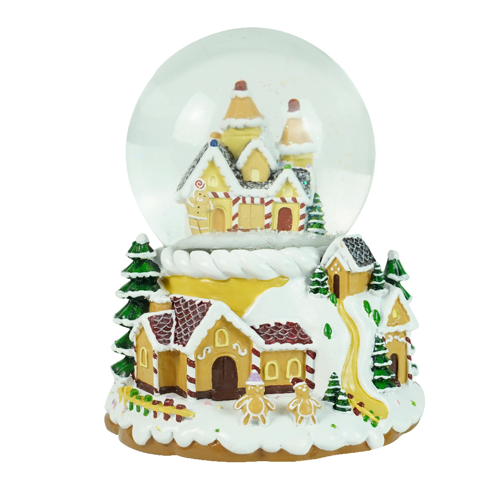 2024 Christmas snow globe Custom LED Christmas kauhale Scene gingerbread house musical water snowball