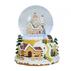 2024 Christmas snow globe Custom LED Christmas village Scene gingerbread house musical water snowball