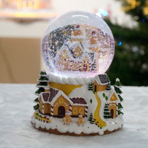 2024 Christmas snow globe Custom LED Christmas village Scene gingerbread house musical water snowball