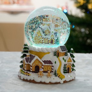 2024 Christmas snow globe Custom LED Christmas village Scene gingerbread house music water snowball