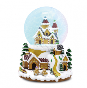 2024 Christmas snow globe Custom LED Christmas village Scene gingerbread house musical water snowball