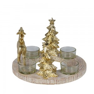 Statua di renna in resina artigianale in resina cù candelabri d'oru di l'arbre di Natale per a decorazione di a casa è di Natale