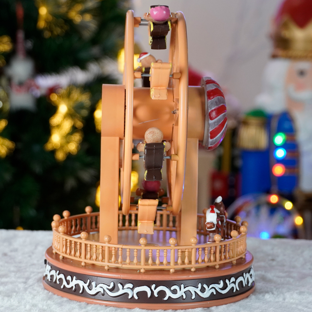 2024 new arrival Christmas decoration wholesale Ferris wheel music box christmas gifts with colorful LED light music movement