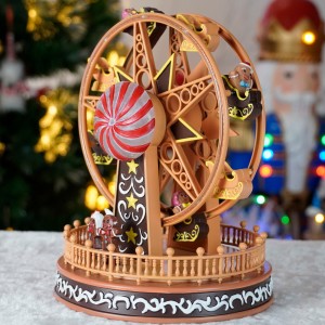 2024 bagong pagdating Christmas decoration pakyawan Ferris wheel music box christmas gifts na may makulay na LED light music movement