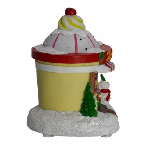 Engros Mini Christmas Village House ornament Noel Led opplyst Ski Xmas Scene & Ice Cream Shop