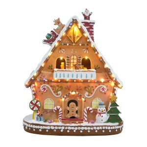 Wholesale Christmas village houses animated christmas lighting gifts 2024 decors gingerbread house na may makulay na LED lights