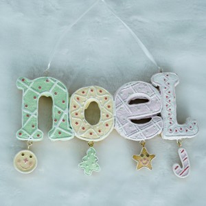 Ornamén tangkal Natal Noel Gingerbread ornamén Resin Kerajinan Tangan dicét hurup pendant Hiasan gantung Natal