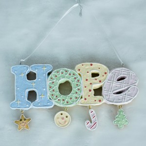 Christmas tree ornaments Hope letter Gingerbread ornament Resin Hand-painted Crafts letter pendant Christmas hanging decor