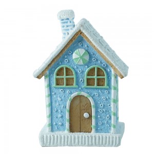 Chrëschtdagscadeau Handwierk Heemdekoratioun Dësch Dekor Gingerbread House Village Mini Chrëschtdag Duerfhaiser mat LED Luucht