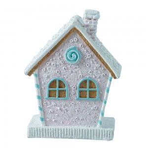 Wholesale Resin Custom Gingerbread house Mini Christmas village houses with led lights Christmas Gift Craft Home Decoration