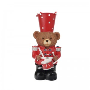 Wholesale LED Christmas brown bear drummer resin crafts Table ornaments holiday gifts home decorations ornaments