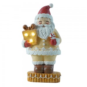 Rezin Gingerbread orneman Santa Claus Figurine ak dirije limyè festival pati founiti dekorasyon Nwèl kado