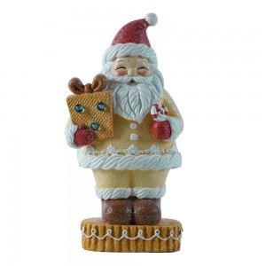 Resin Gingerbread Ornaments Santa Claus figurine with LED Light Festival Party Supplies Ornaments Christmas Gifts