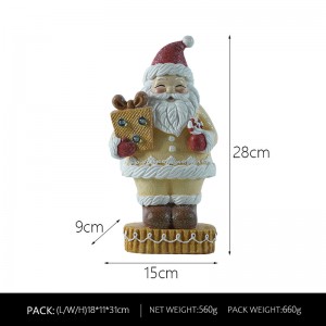 Resin Gingerbread Ornaments Santa Claus figurine with LED Light Festival Party Supplies Ornaments Christmas Gifts