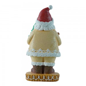 Resin Gingerbread Santa Claus Doll With LED Light Festival Party Supplies Ornaments Toys Gifts Christmas Desk Decoration