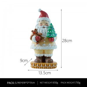 Resin Gingerbread Santa Claus Doll With LED Light Festival Party Supplies Ornaments Toys Gifts Christmas Desk Decoration