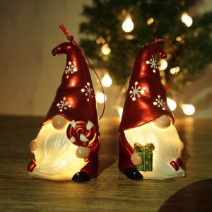 LED Christmas creative dwarf hanging Christmas tree decorations resin crafts gnome home hanging decorations