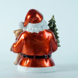 Wholesale Musical LED Resin Santa Claus ornament with Bear resin crafts desktop ornaments CHRISTMAS DECORATION 2024