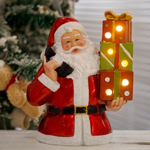 Wholesale Resin Santa Claus ornament with light resin crafts desktop ornaments CHRISTMAS DECORATION 2024