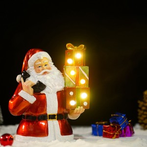 Wholesale Resin Santa Claus ornament with light resin crafts desktop ornaments CHRISTMAS DECORATION 2024