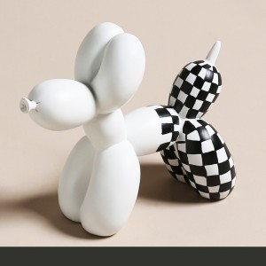 Ambongadiny Art Black White Plaid Balloon Dog Home Decor Resin Animal Statue Custom Dogs Figurines Desktop Decor