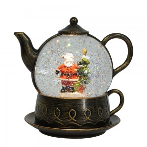 LED light-up teapot Santa Christmas tree Scene glitter swirling Spinning Water Lantern Christmas snow globe Decoration