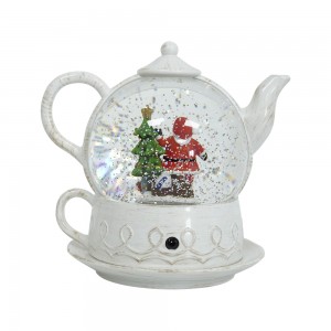 LED light-up teapot Santa Christmas tree Scene glitter swirling Spinning Water Lantern Christmas snow globe Decoration