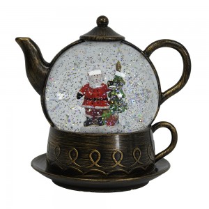 LED light-up teapot Santa Christmas tree Scene glitter swirling Spinning Water Lantern Christmas snow globe Decoration