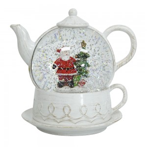 LED light-up teapot Santa Christmas tree Scene glitter swirling Spinning Water Lantern Christmas snow globe Decoration