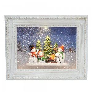 LED menyala Xmas Snow man Scene glitter berputar tanglung air Krismas salji dunia Hiasan