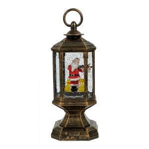 MELODIA DUXERIT illustrabit Xmas Santa Scene Swirling Glitter aqua Lantern Nativitatis Nivis Globi decoration